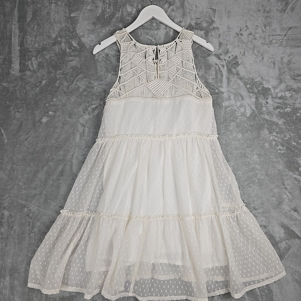 Shyanne Crochet Mini Dress Medium Cream Boho Chic Western Rodeo - Picture 2 of 8